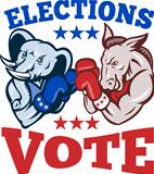 Democrat Donkey Republican Elephant Mascot Election Vote
