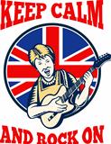 Keep Calm Rock On British Flag Queen Granny Guitar
