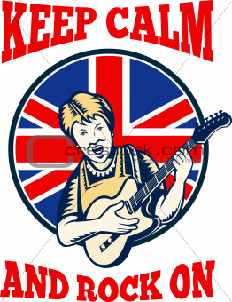 Keep Calm Rock On British Flag Queen Granny Guitar
