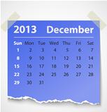 2013 calendar december colorful torn paper