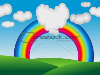 abstract colorful rainbow with love cloud