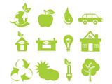 abstract green multiple eco icons