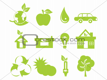 abstract green multiple eco icons
