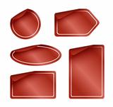 Set of Red Labels with Rounded Corners