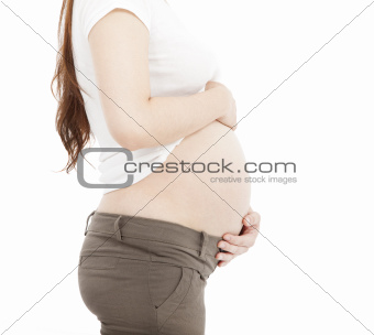 side view belly of pregnant woman