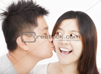 asian young couple kissing