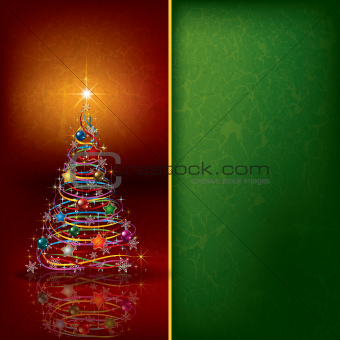 Christmas background with tree and decoration
