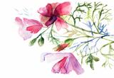 Summer flowers, watercolor illustration 
