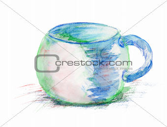 Watercolor illustration of cup 