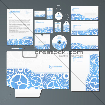 Stationery set with gears