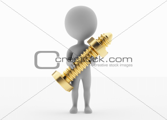 3d humanoid character hold a screw