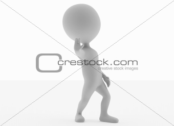 3d conceited humanoid character shows with hand stop sign