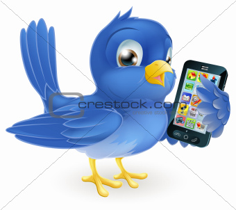 Bluebird with mobile phone