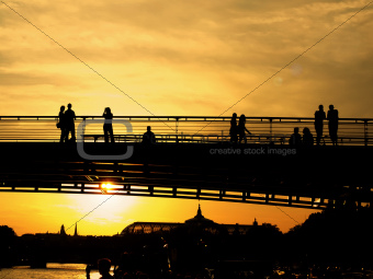 Bridge and river at sunset