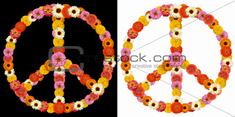 peace symbol made from flowers