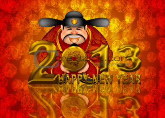 2013 Happy New Year Chinese Money God Illustration