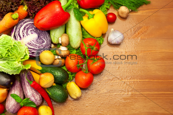 Composition of fresh Organic Vegetables /  Water Drops