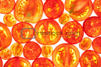 Abstract Background of Red Tomato Slices