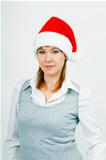 Attractive young girl in santa hat