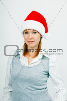 Attractive young girl in santa hat