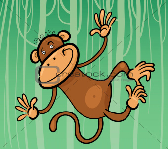 cartoon illustration of funny monkey