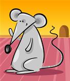 cute gray mouse cartoon illustration