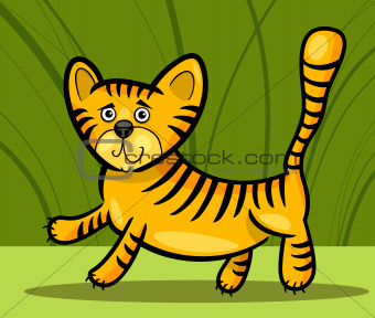 cartoon illustration of little tiger