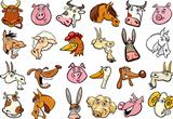 Cartoon farm animals heads huge set