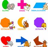 Basic Geometric Shapes with Cartoon Animals