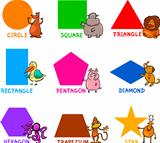 Basic Geometric Shapes with Cartoon Animals