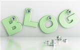 word blog attached with bolts on a white background