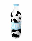 Milk bottle with black spots