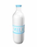 Milk bottle with label
