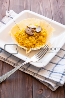 Saffron and mushroom risotto