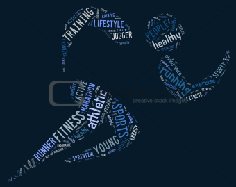 athletic running pictogram on blue background