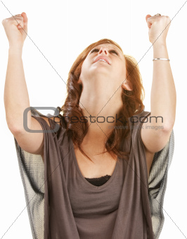 Woman With Fists in the Air
