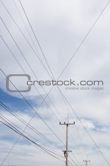 Electricity post and blue sky
