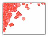 Red valentine hearts isolated over white background