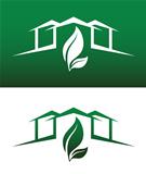 Green House Concept Icons Both Solid and Reversed for Ecology, Recycling, Company, Service or Product.