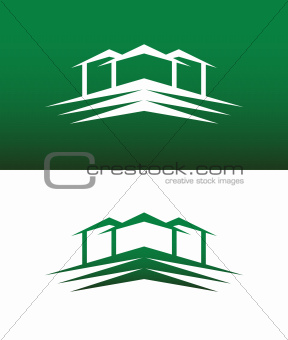Abstract House Icon Vector on Both Solid and Reversed Background.