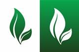 Leaf Pair Icon Vector Illustrations on Both Solid and Reversed Background.