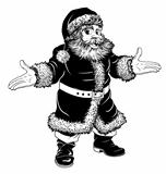 Black and white Christmas Santa Claus