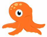 Cute orange Octopus isolated on white