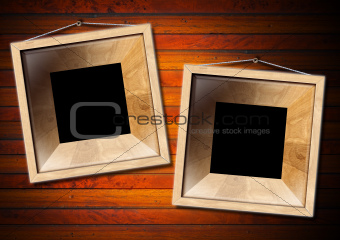 Two Wooden Frame on a Old Wood Wall