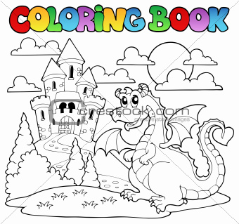 Coloring book dragon theme image 1