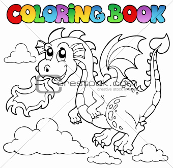 Coloring book dragon theme image 3
