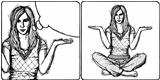 Sketch woman in lotus pose with open hands