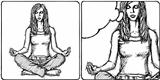 Sketch woman meditation in lotus pose