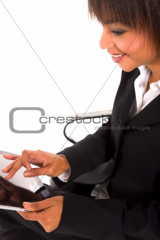 businesswoman with tablet
