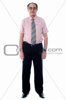 Smiling aged professional businessperson standing